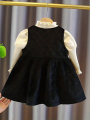 Sleeveless Winter Dress For Toddler Girls Button Collar Tank Dress