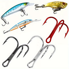 50pcs High Carbon Steel Fishing Hooks Treble Hooks for Saltwater Freshwater