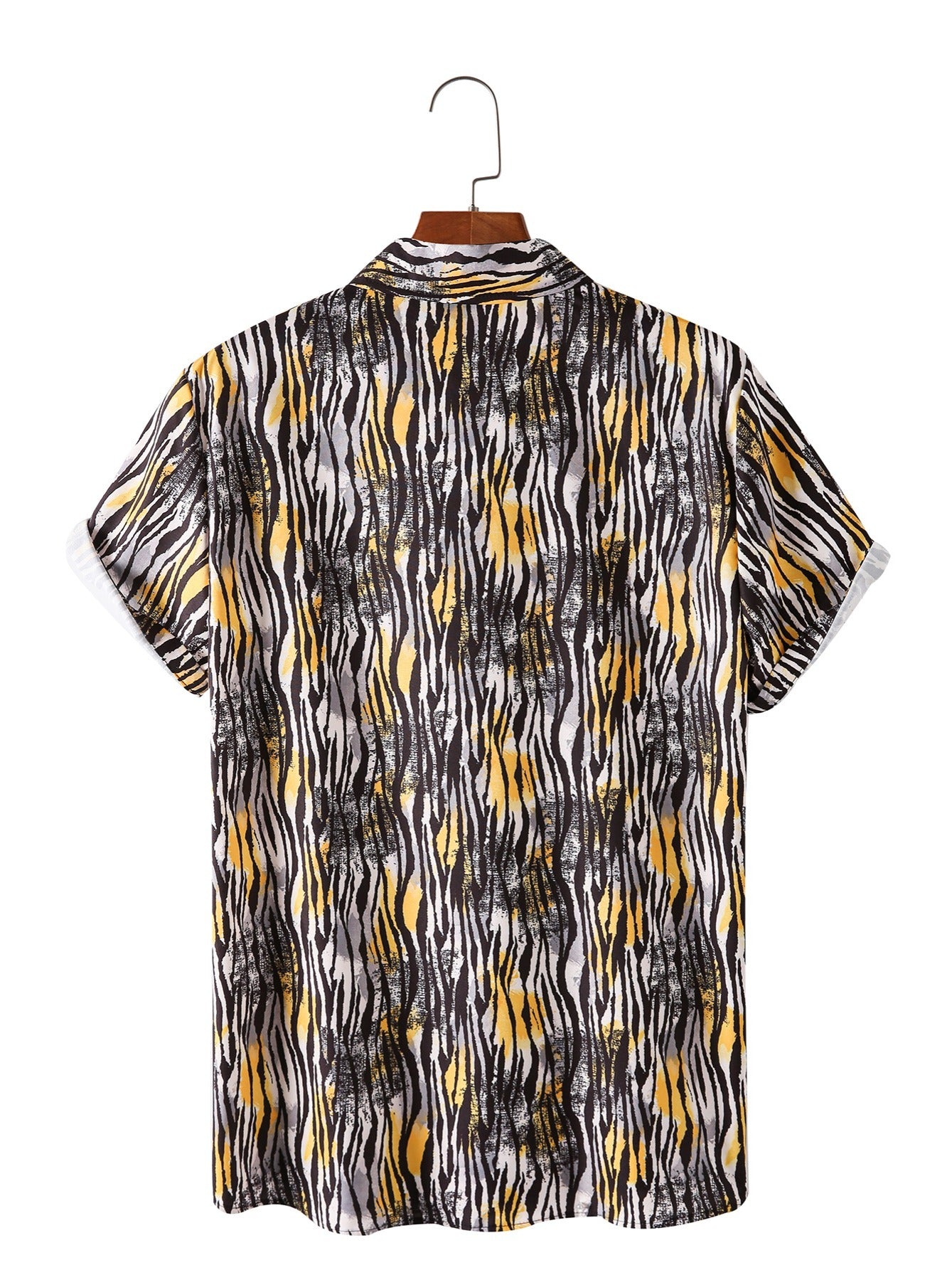 Men's Geometric Striped Short Sleeve Shirt