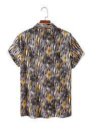 Men's Geometric Striped Short Sleeve Shirt