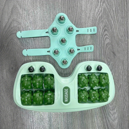Double Belt Hand Held Roller Ball Massager for Muscle Back Neck Foot Shoulder