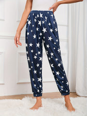 Star Pattern Lounge Pants Casual Soft Elastic Waistband Womens Loungewear