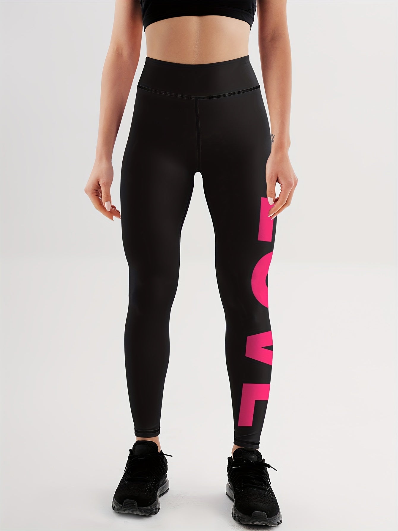 Letter Pattern Yoga Pants High Stretch Running Sports Leggings
