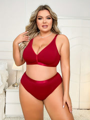 Ribbed Bra & Panty Lingerie Set Wide Straps