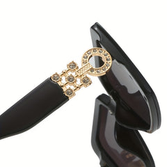 Large Square Sunglasses Rhinestone Decor Anti Glare UV400