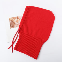 Red Cap With Scarf And Hood Women's Warm Hat Valentines