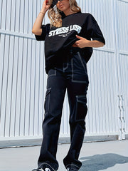 Y2K Style Loose Fit Cargo Denim Jeans