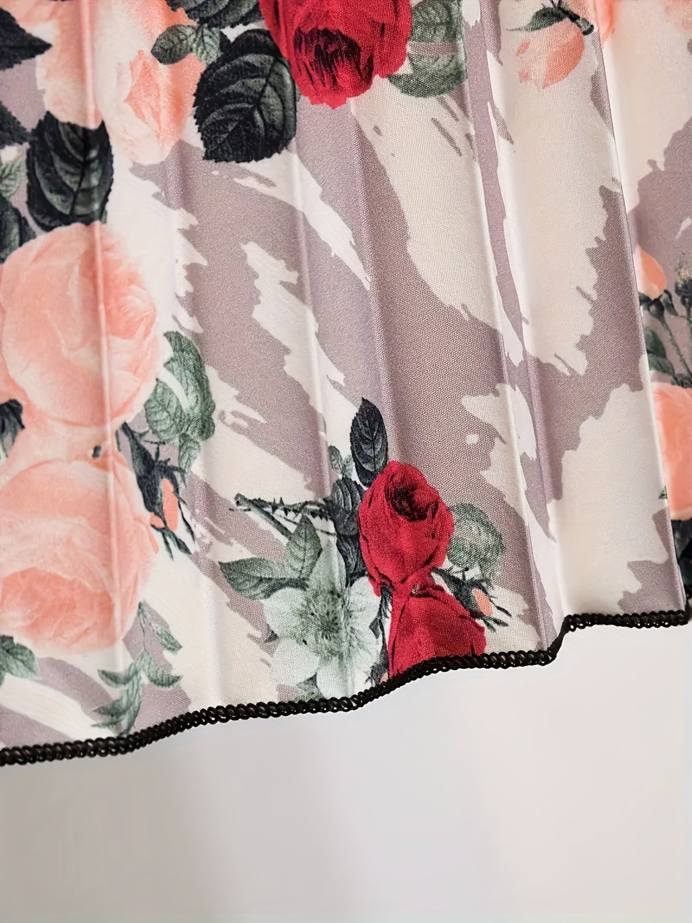Floral & Leopard Print Elastic Waisted A line Skirt