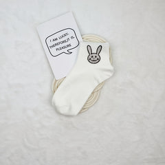 5 Pairs Bunny Rhinestone Socks Women's Crew Short Stockings
