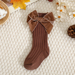 5 Pairs Baby Girl Bowknot Knee High Socks Spring Autumn