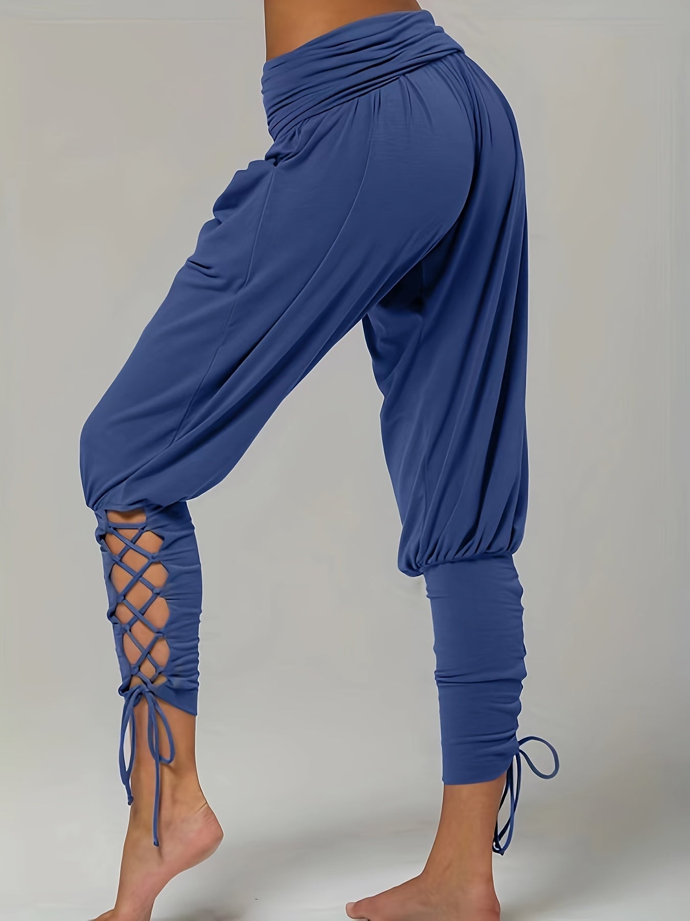 Ruched High Waist Drawstring Pants Casual