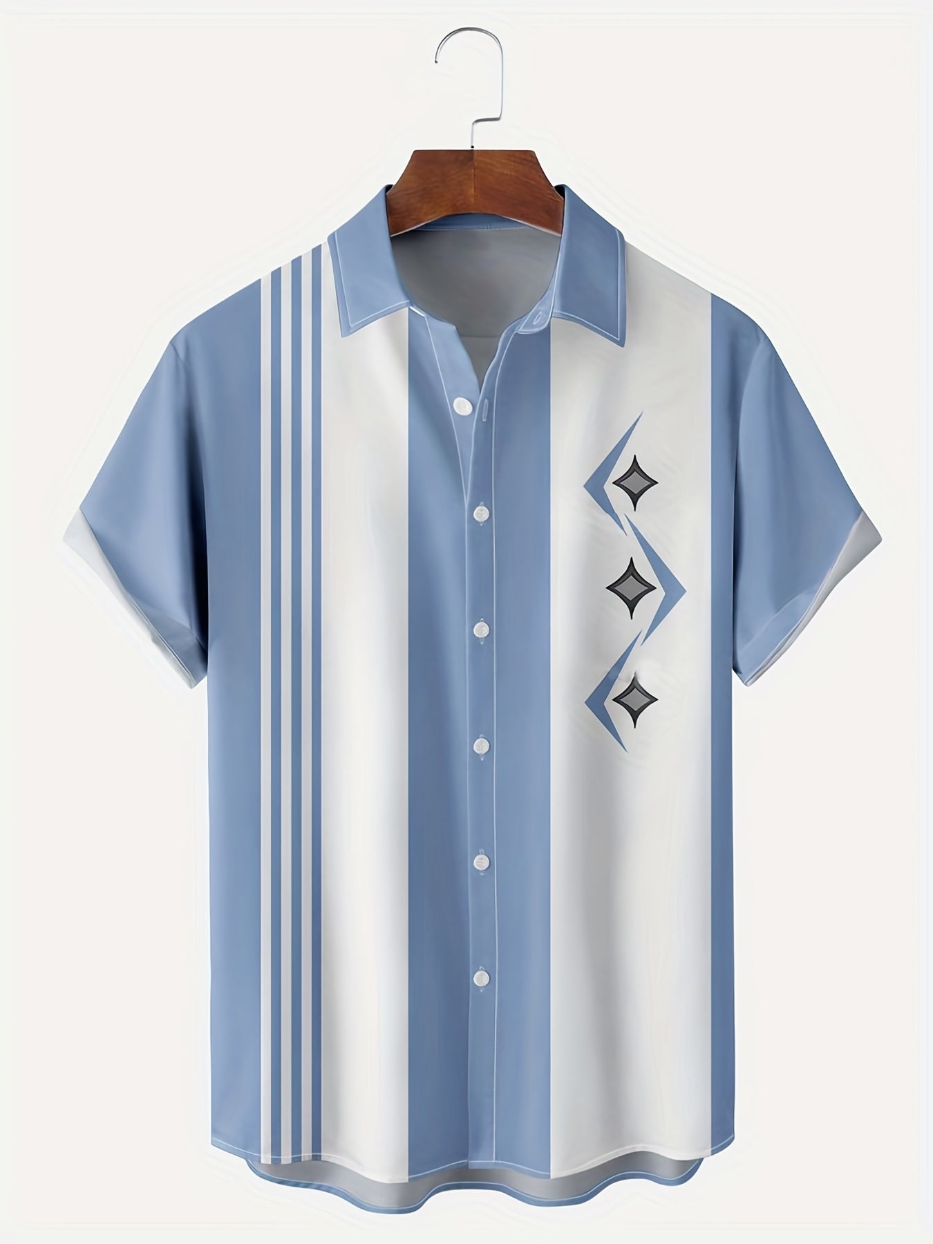 Men s Geometric Stripe Short Sleeve Shirt