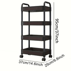 4 Tier Functional Cart Rack For Kitchen Bathroom Office And Bedroom