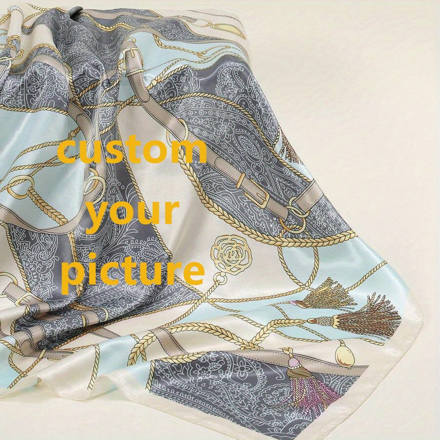 Custom Photo Print Square Scarf Lightweight Breathable Fabric Gift for Sister
