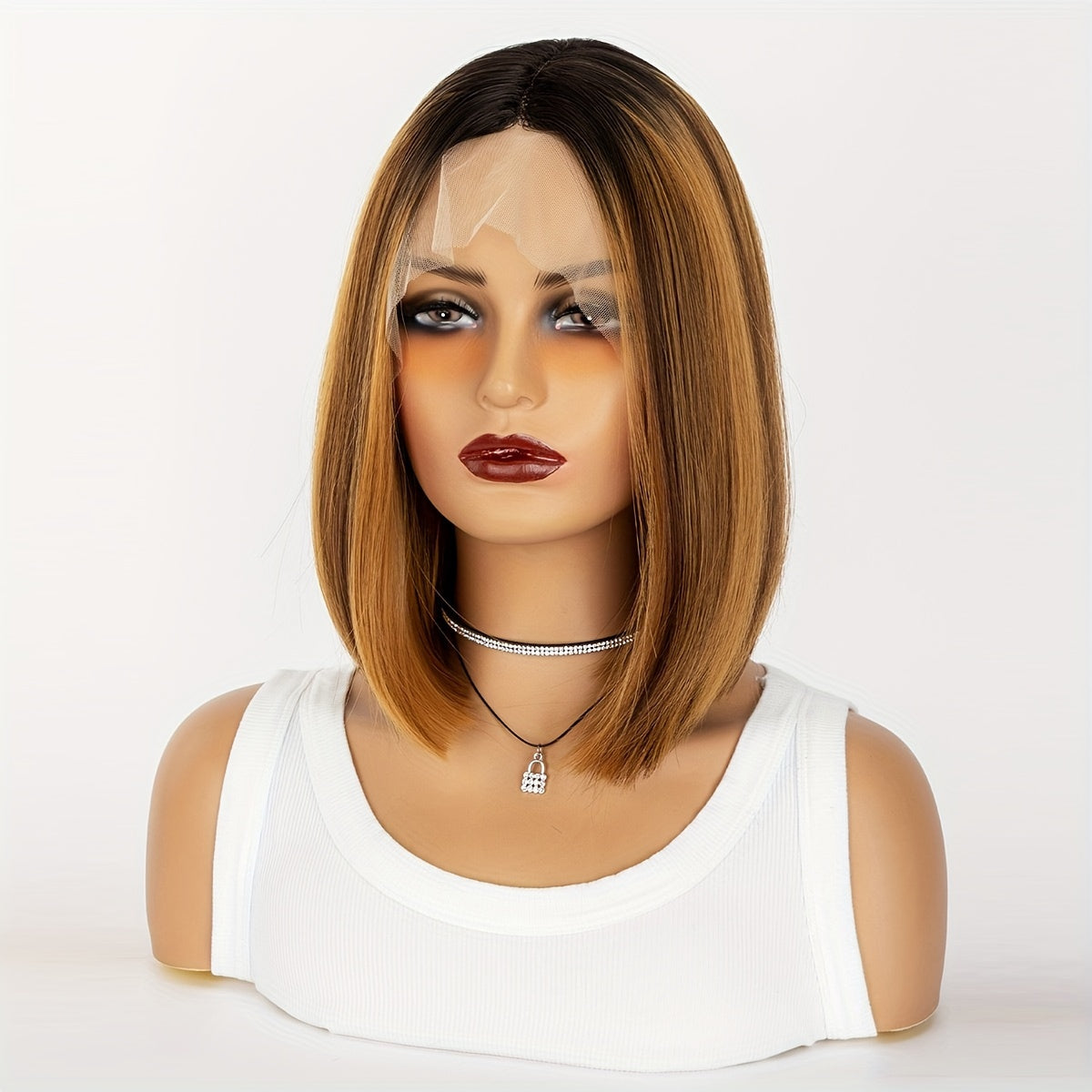 Short Straight Bob Wig Natural Fluffy Hairline Wig For Women Daily Holiday Party