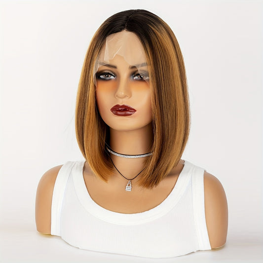 Short Straight Bob Wig Natural Fluffy Hairline Wig For Women Daily Holiday Party