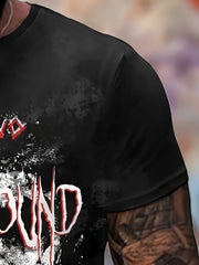 ''HELL BOUND'' Pattern Print Men's Short Sleeve Comfy T shirt Graphic Tee