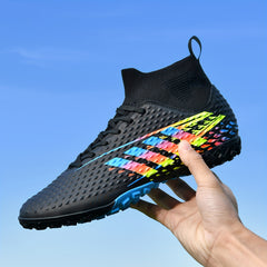 Boy's High Top Turf Football Boots Lace Up TF Soccer Cleats