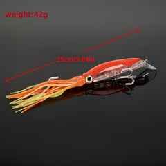 Bionic Squid Sea Fishing Lure Hard Bait w/ Skirt & Treble Hook Winter Tackle