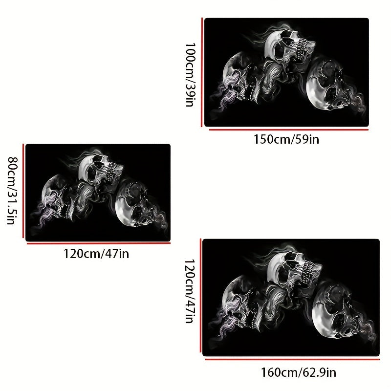 Gothic Skull Printed Mat Anti-slip Flannel Living Room Carpet