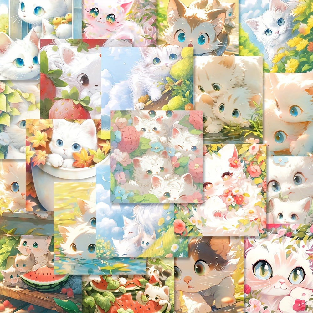 48pcs Cats Pvc Animal Stickers Water Bottle Laptop Phone Bike Car Stationery