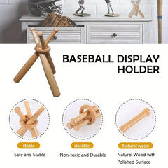 Wooden Baseball Stand Holder - Display Your Collection