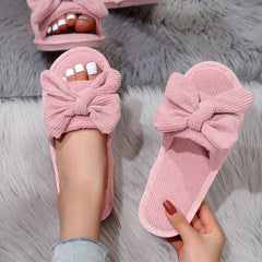 Women's Bowknot Decor Slippers Casual Solid Slip On Shoes