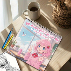 Anime Girl's World Coloring Book - Stress Relieving Notebook