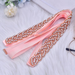 Princess Rhinestone Waist Belt for Girls - Pink Bridal Sash