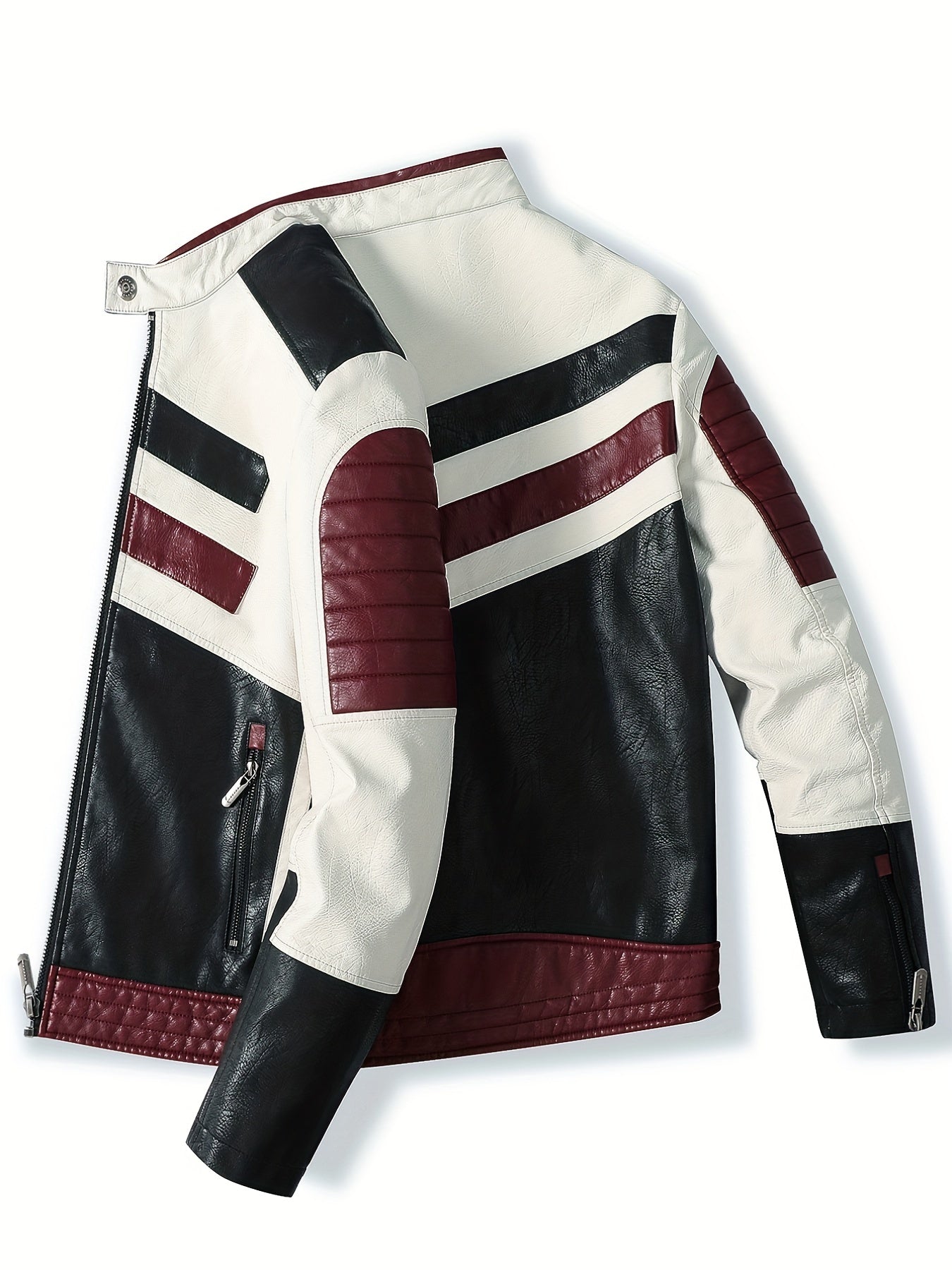 Men's Vintage Striped Cycling Jacket with Zipper Pocket
