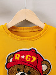 Boys Casual Bear Embroidered Pullover Sweatshirt
