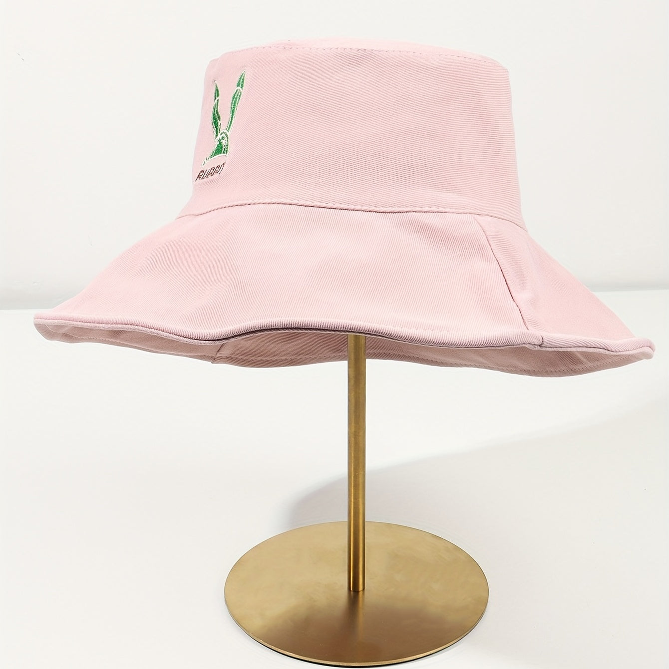 Easter Rabbit Embroidery Bucket Hat Wide Brim Candy Sun Hat Bunny Sunscreen Basi