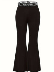 Wide Leg Pants with Letter Tape Detail