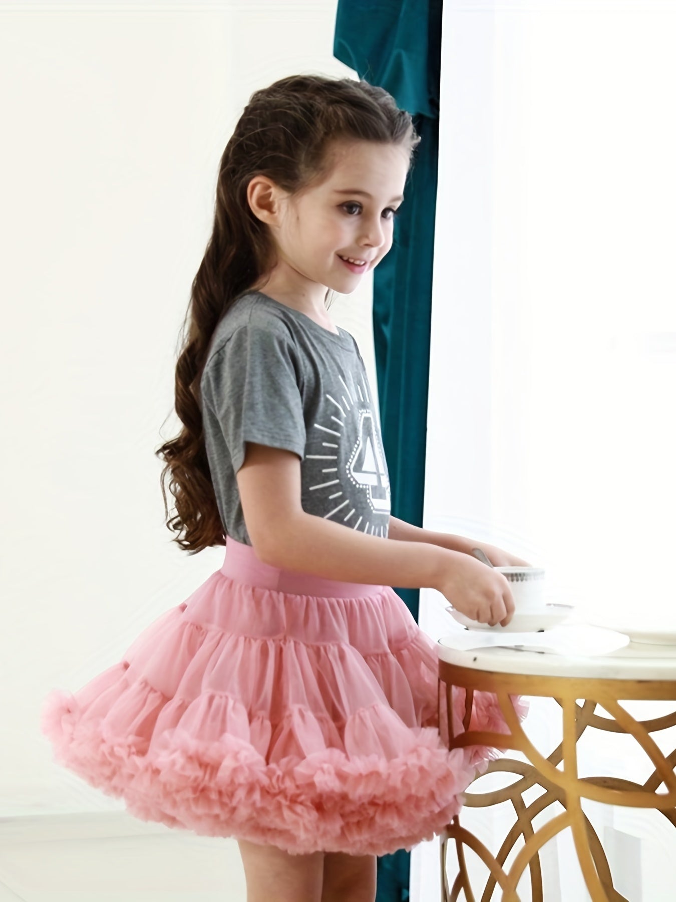 Toddler Girls Mesh Tutu Skirt for Birthday Party Dance Performance