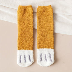 4 Pairs Cat Claw Print Socks Women's Warm & Comfy Stockings