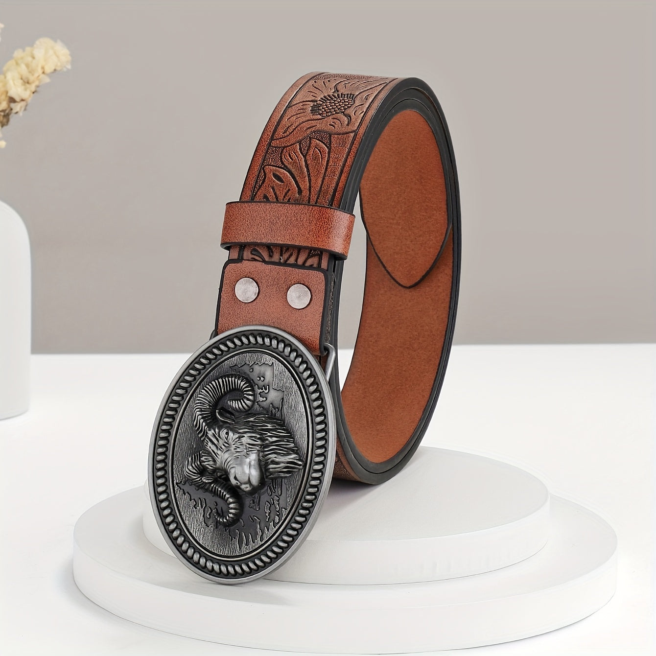 Men's Embossed PU Leather Casual Belt