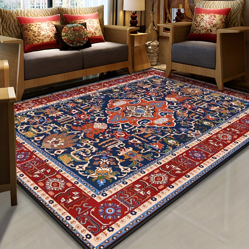 Vintage Boho Area Rug Stain Resistant Non Shedding Floral Mat
