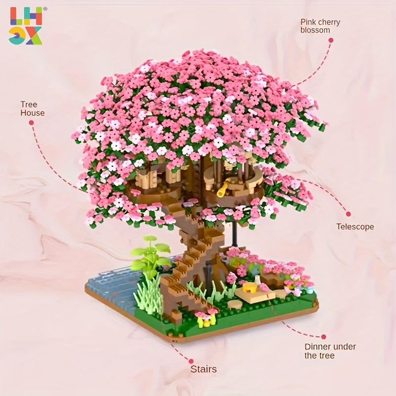 Cherry Bonsai Tree Building Set - Mini Blocks Sakura Tree House