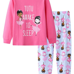 Kids Cartoon Print Pajamas Set For Girls