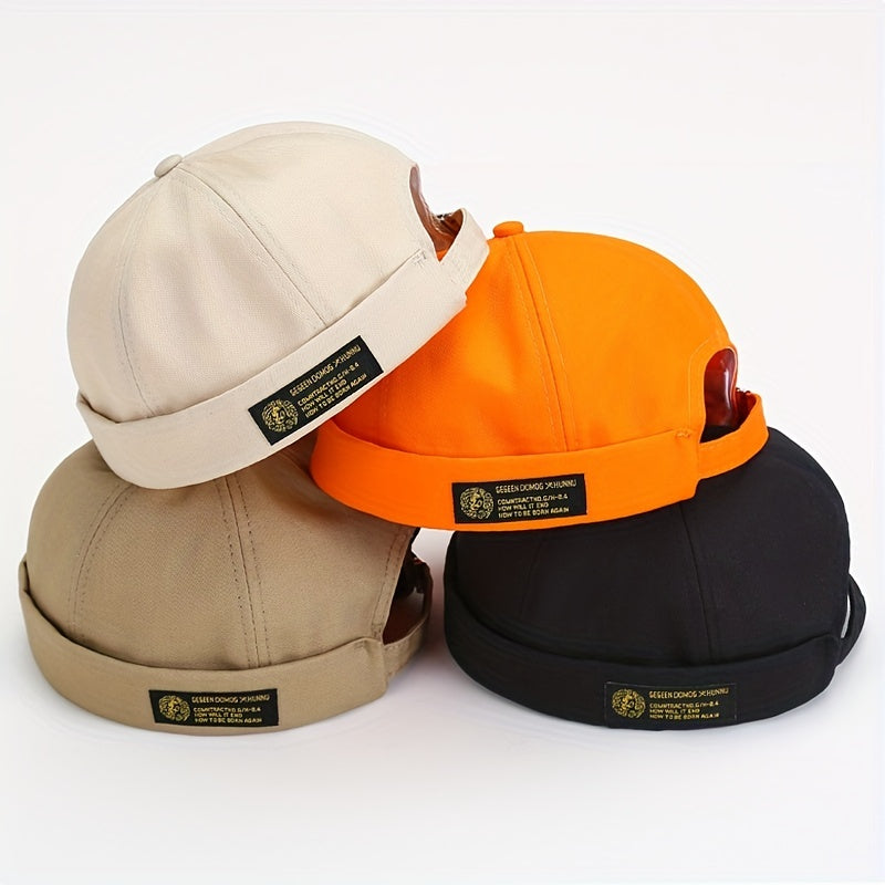 Brimless Hat Retro Skullcap Rolled Cuff Beanie Docker Cap Watch Cap