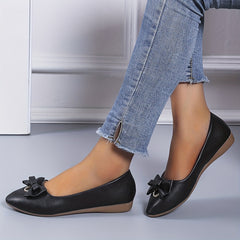 Women's Bowknot Flat Shoes Comfy Pointed Toe Slip On Soft Sole Shoes
