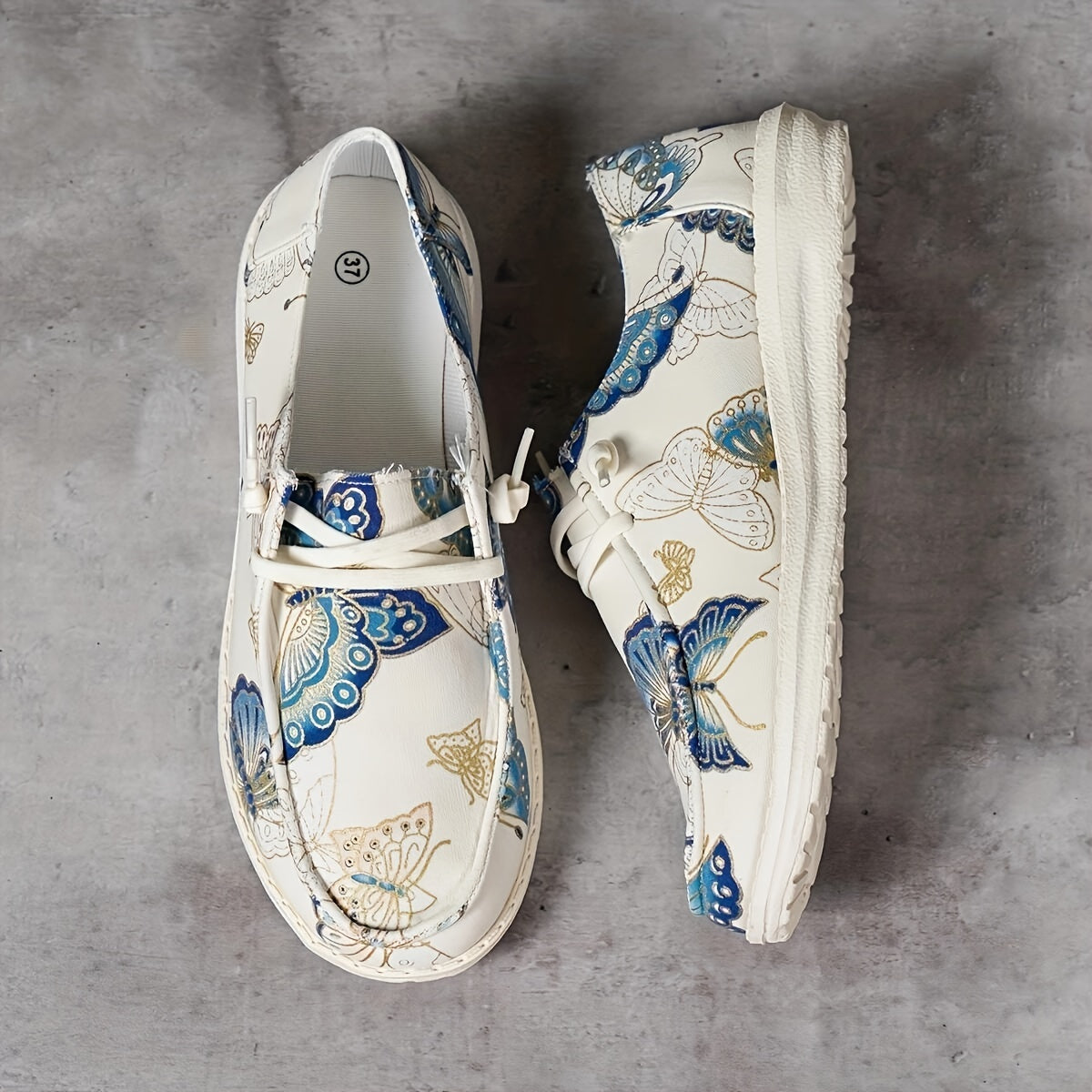 Women's Butterfly Print Low Top Walking Shoes Lightweight Outdoor Flat