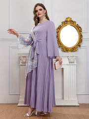 Abaya Dress Women's Plus Contrast Lace Bell Sleeve