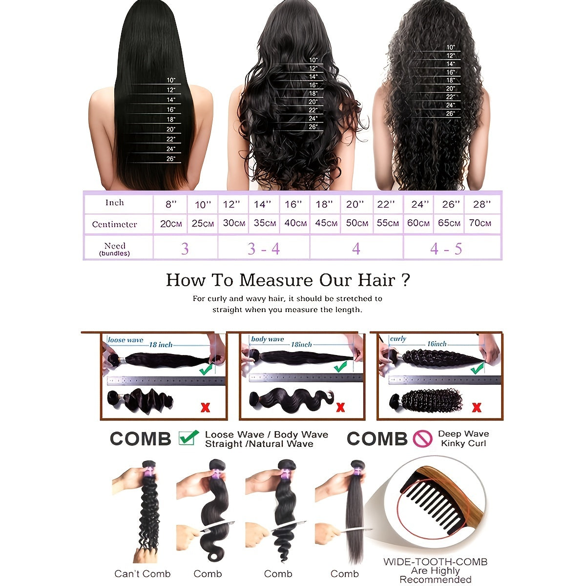 3pcs Body Wave Human Hair Extensions 10a Weaves 20-32-76 Hair Bundles