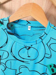 Bear Print Loose Short sleeved T shirt For Baby Boys