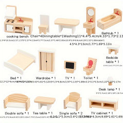 Kids Wooden Playhouse Set for Dollhouses