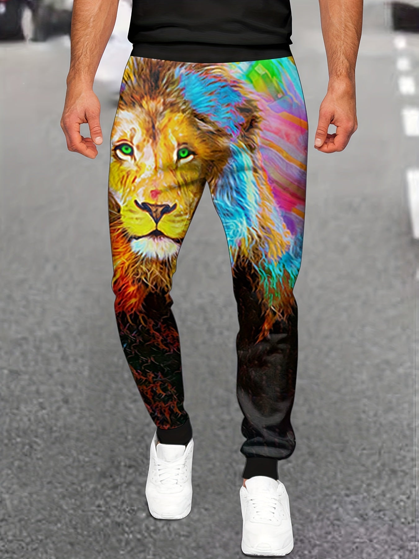 Men's Colorful Lion Graphic Sweatpants Casual Joggers