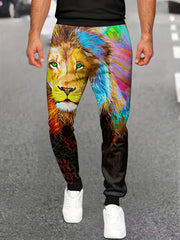 Men's Colorful Lion Graphic Sweatpants Casual Joggers