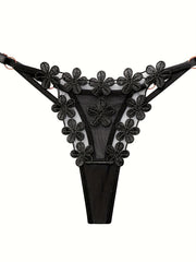 Floral Embroidery Thongs Mesh Intimates Panties Women's Lingerie