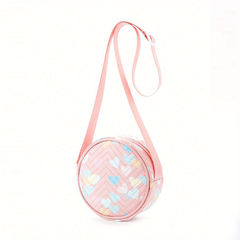 Sweet Mini Crossbody Bag Round Bag Girl Messenger Bag PU Leather